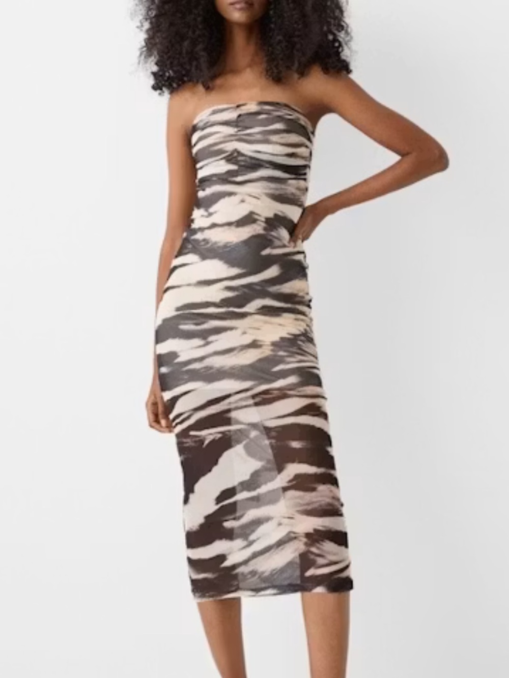 BERSHKA | Vestido Strapless Dress Lined